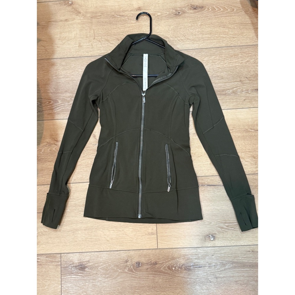 Lululemon Define Jacket Luon Dark Olive Green Full Zip Yoga Training Size‎ 4